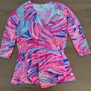 Lilly Pulitzer Girls Long Sleeve Shorts Romper